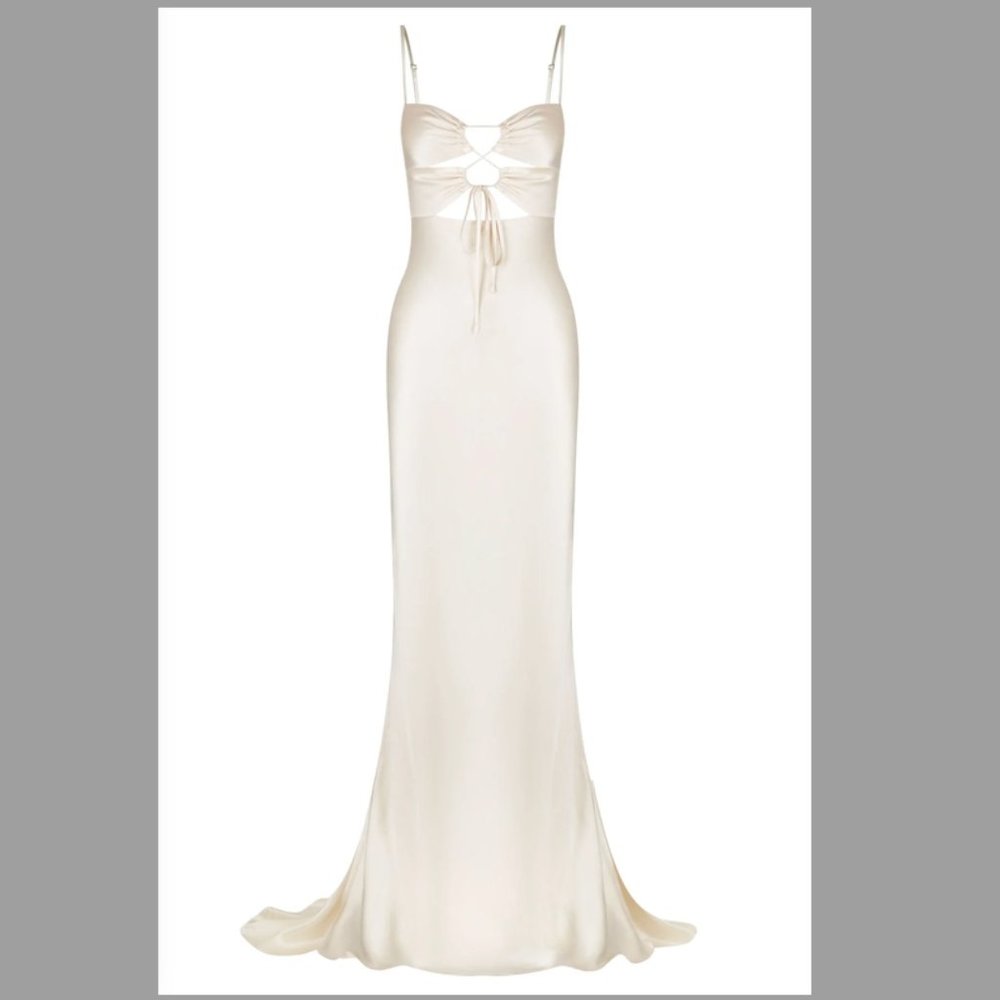 Shona Joy SJ6007 - La Lune Lace Front Maxi Dress, "Creme"